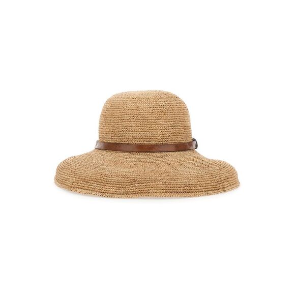 Ibeliv Women 'Rova' Beige Hat With Leather Band And Flat Crown In Raffia Woman